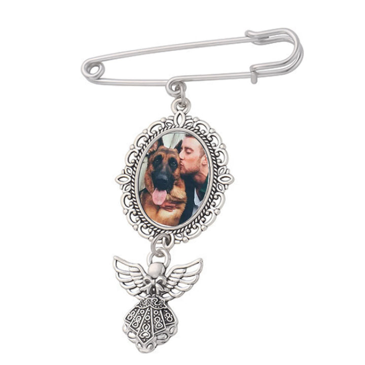 Personalizza la tua spilla fotografica con spilla pendente a forma di angelo