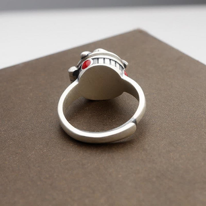 Anello regolabile con fiore rosa e scomparto nascosto