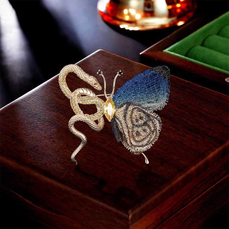 Spilla a forma di serpente e farfalla in metallo per accessori per camicie - Spilla a forma di serpente e farfalla - image 0
