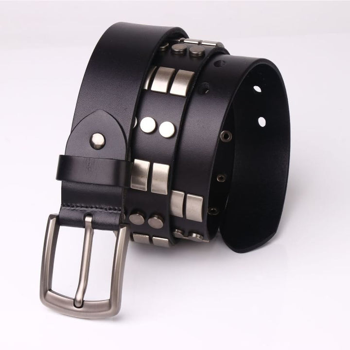 Cintura in vera pelle per uomo con rivetti punk