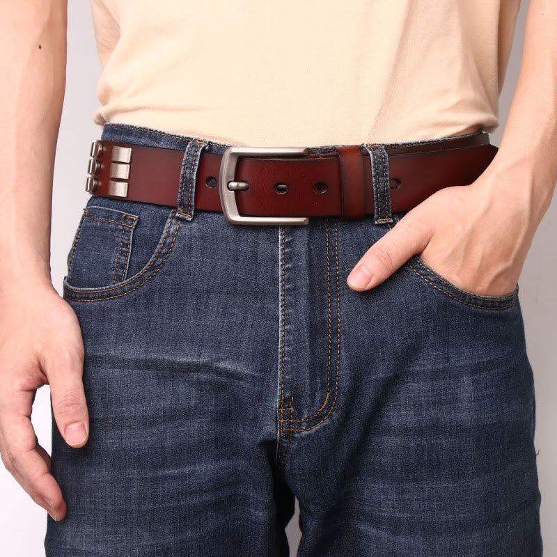 Cintura in vera pelle per uomo con rivetti punk - image 1