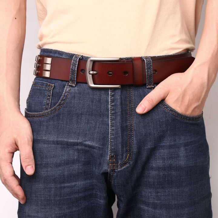 Cintura in vera pelle per uomo con rivetti punk