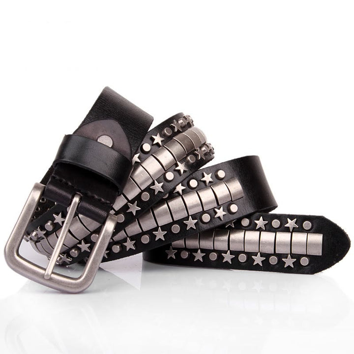 Cintura in vera pelle con rivetto punk, cinturino rock n roll
