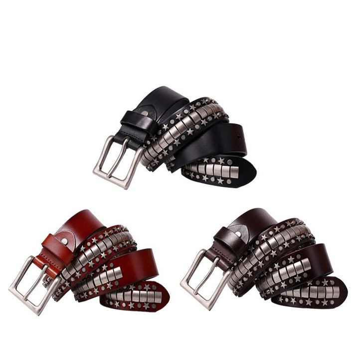 Cintura in vera pelle con rivetto punk, cinturino rock n roll