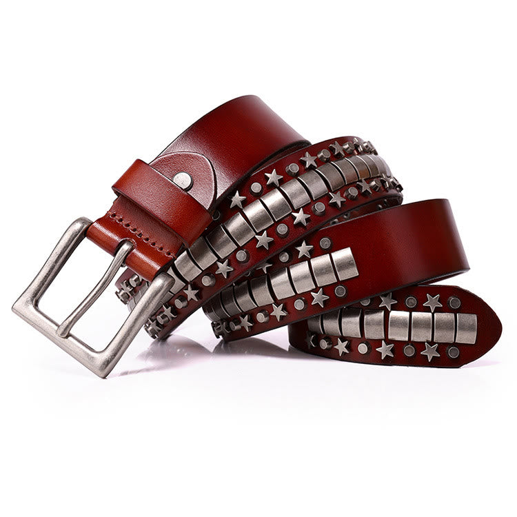 Cintura in vera pelle con rivetto punk, cinturino rock n roll