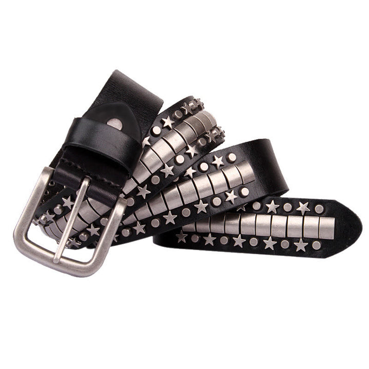 Cintura in vera pelle con rivetto punk, cinturino rock n roll