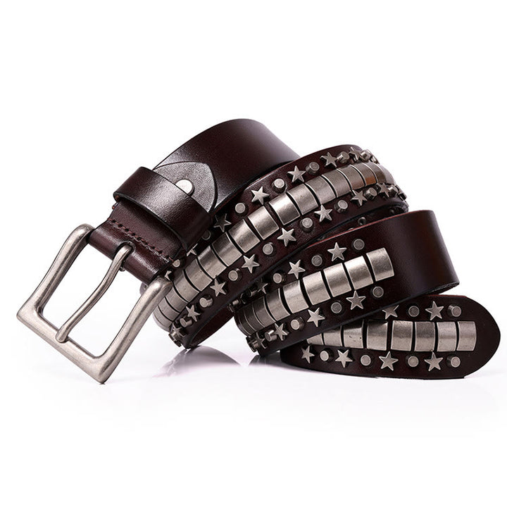 Cintura in vera pelle con rivetto punk, cinturino rock n roll