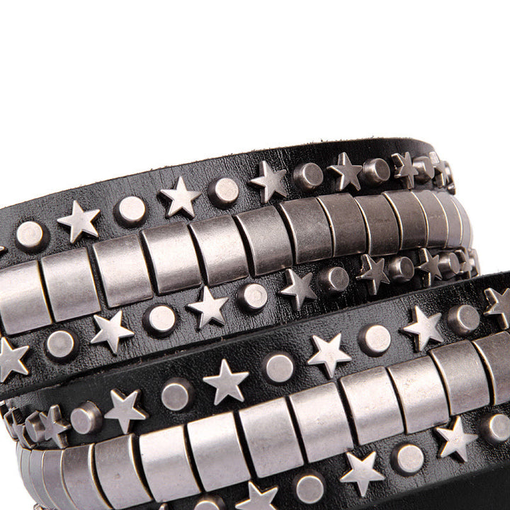 Cintura in vera pelle con rivetto punk, cinturino rock n roll