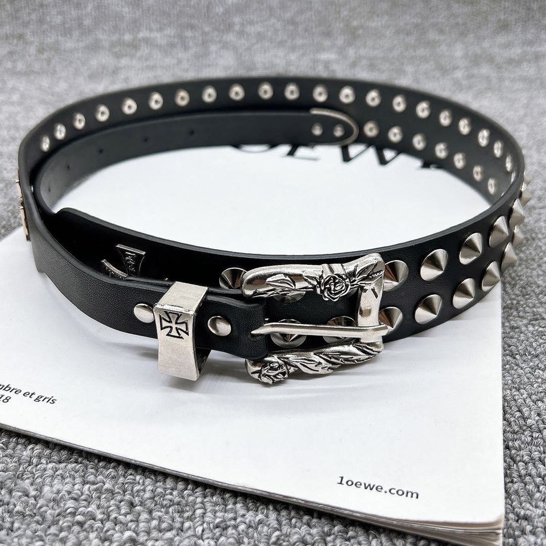 Cintura con motivo a croce di Pasqua, punk, rivetto, cinturino in pelle - image 7