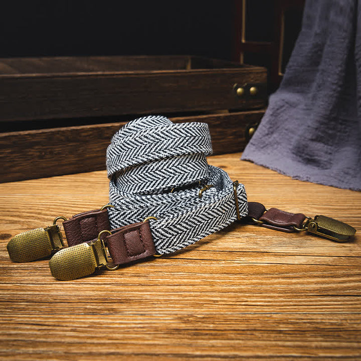 Bretelle elastiche a spina di pesce in stile britannico vintage per bambini