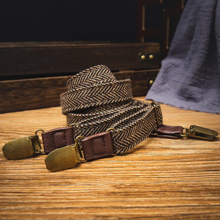 Bretelle elastiche a spina di pesce in stile britannico vintage per bambini