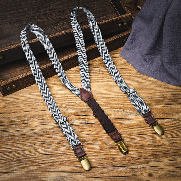 Bretelle elastiche a spina di pesce in stile britannico vintage per bambini