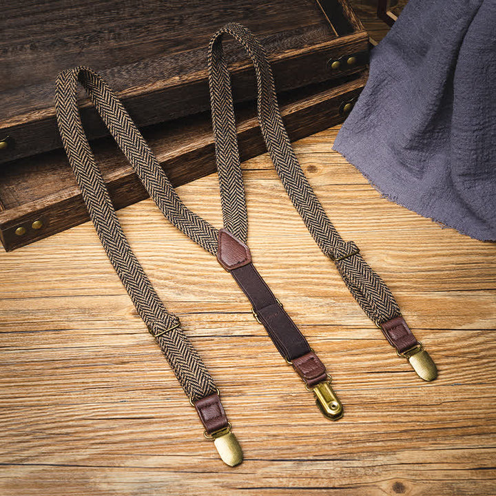 Bretelle elastiche a spina di pesce in stile britannico vintage per bambini
