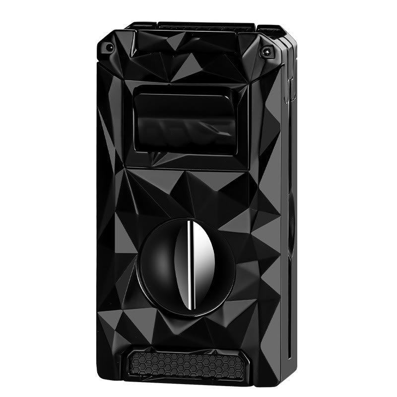 5 in 1 Multifunzionale Tagliasigari Strumenti Diamante Accendino Butano Ricaricabile - Affari Nero - image 18