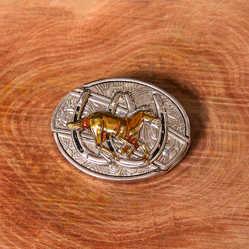 Cintura in pelle con fibbia western fai da te a forma di U con coltello nascosto a forma di cavallo