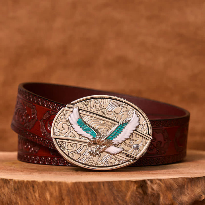 Cintura in pelle fai da te da uomo con coltello pieghevole nascosto Flying Eagle blu e bianco