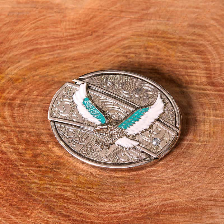 Cintura in pelle fai da te da uomo con coltello pieghevole nascosto Flying Eagle blu e bianco