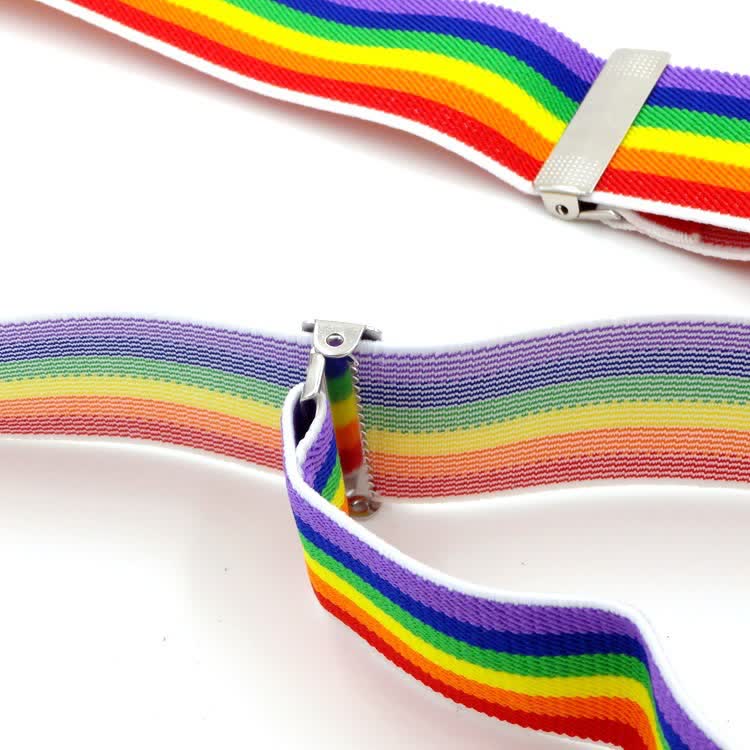 Bretelle regolabili con cinturino a strisce colorate arcobaleno a 3 clip - image 4