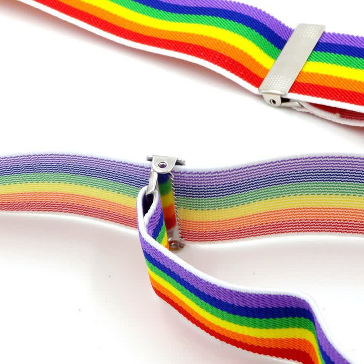 Bretelle regolabili con cinturino a strisce colorate arcobaleno a 3 clip