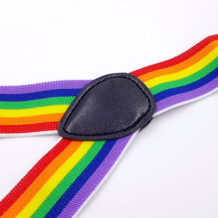 Bretelle regolabili con cinturino a strisce colorate arcobaleno a 3 clip