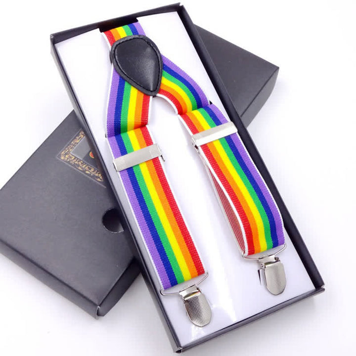 Bretelle regolabili con cinturino a strisce colorate arcobaleno a 3 clip