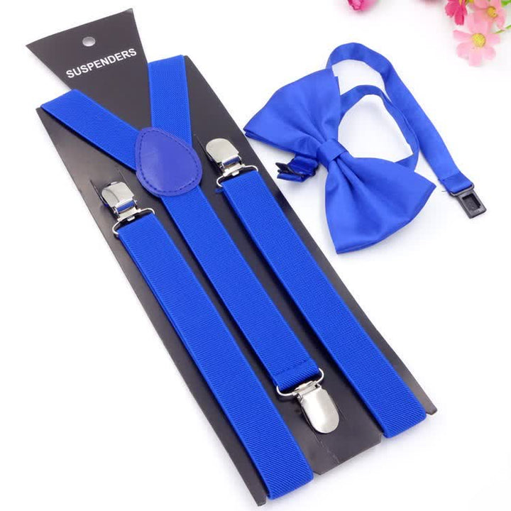 2 pezzi papillon tinta unita 3 clip set bretelle regolabili