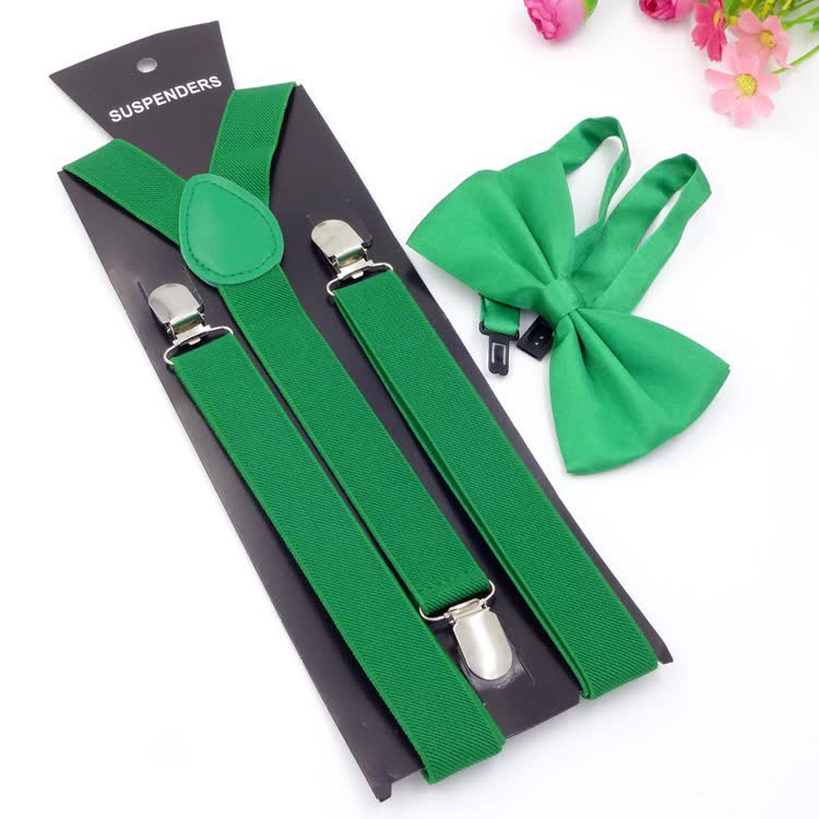 2 pezzi papillon tinta unita 3 clip set bretelle regolabili