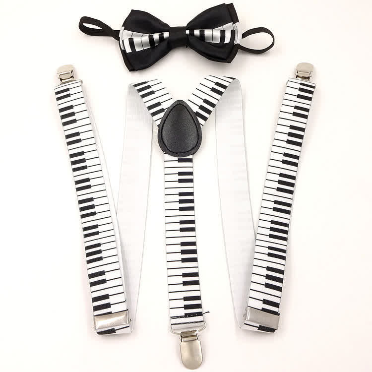 2 pezzi modello pianoforte musica papillon 3-clip set bretelle regolabili