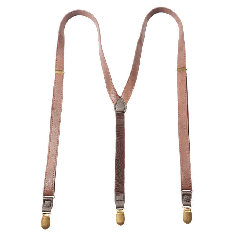 Bretelle regolabili in pelle vintage marrone scuro