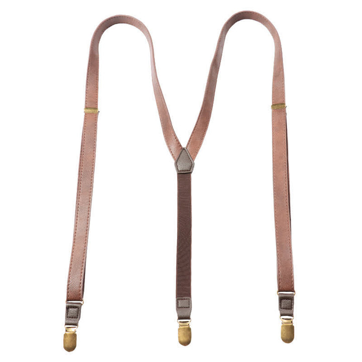 Bretelle regolabili in pelle vintage marrone scuro
