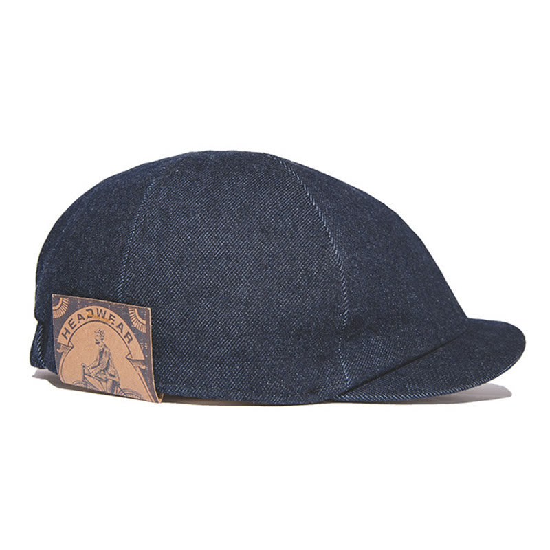 Berretto stile newsboy ottagonale a tesa corta in denim streetwear da uomo - Blu denim - L (22 1/2"-23 1/4") - image 0