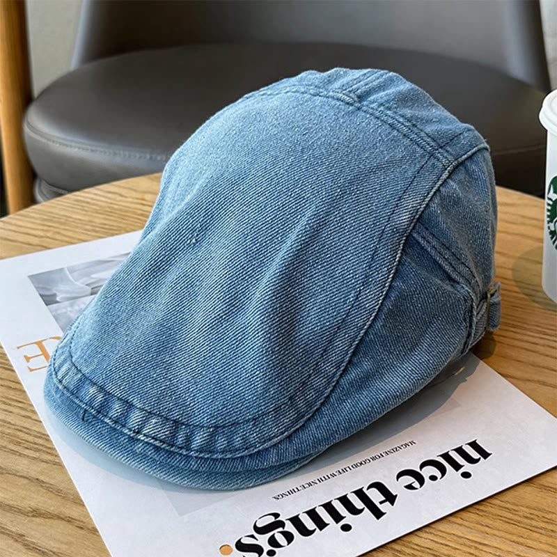 Classico berretto piatto regolabile in denim - image 4