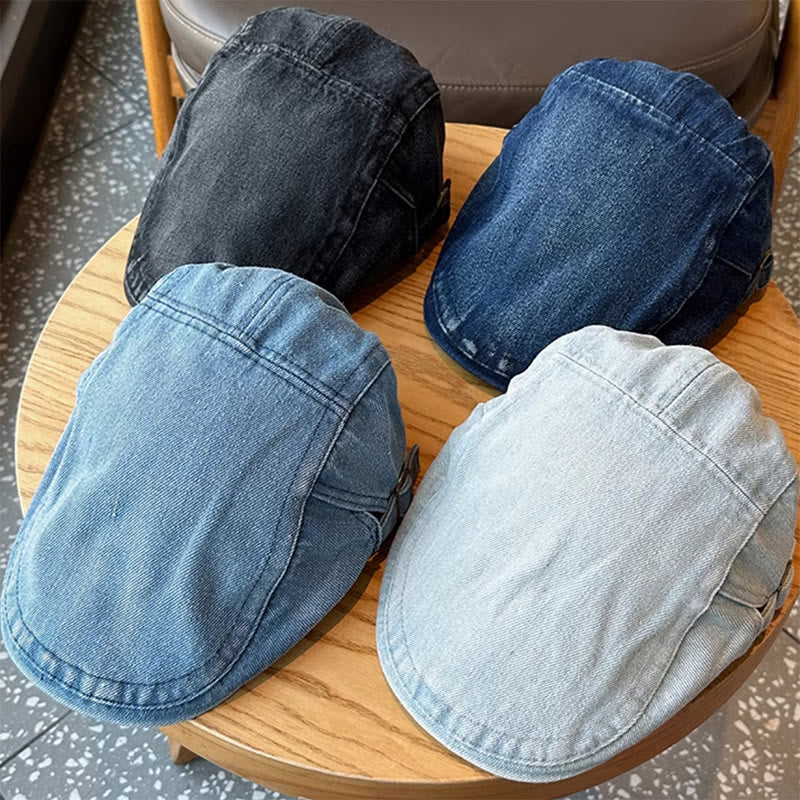 Classico berretto piatto regolabile in denim - image 1