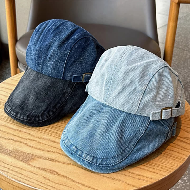 Classico berretto piatto regolabile in denim - image 2