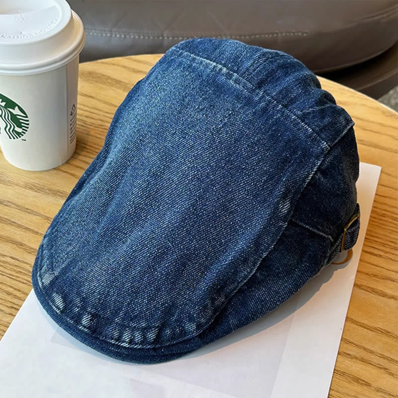 Classico berretto piatto regolabile in denim - image 9