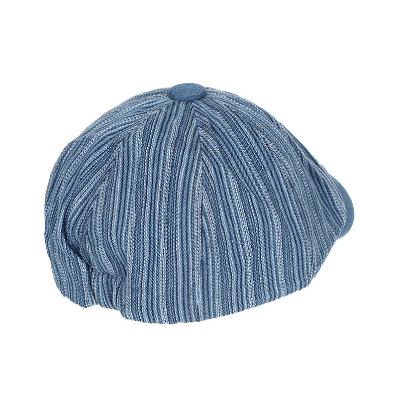 Berretto ottagonale in denim lavato a righe da artista pittore