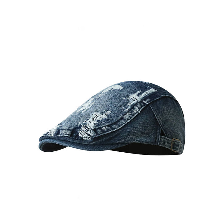 Berretto piatto da baseball in denim lavato strappato