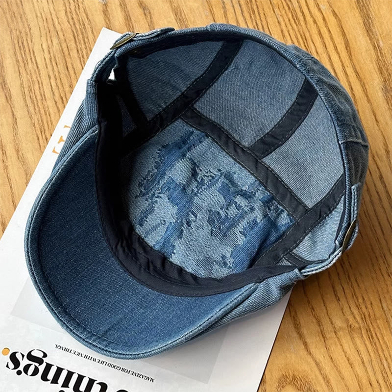 Berretto piatto da baseball in denim lavato strappato