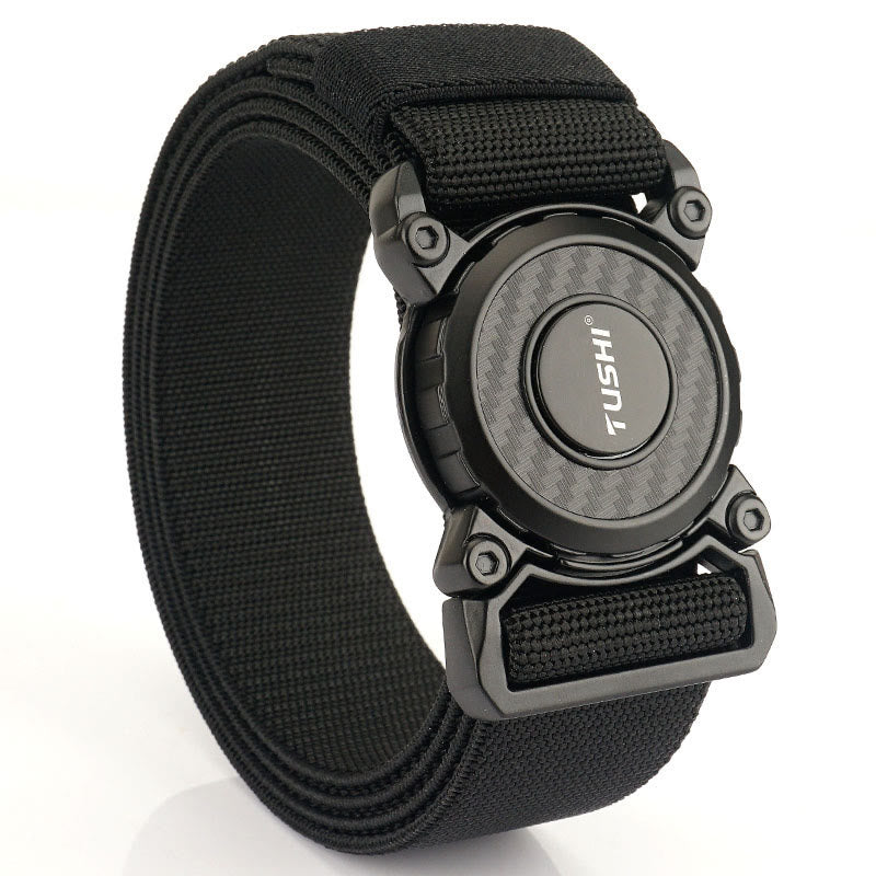 Cintura tattica da uomo con fibbia rotonda e sgancio rapido elastico - Nero - 44 - image 0