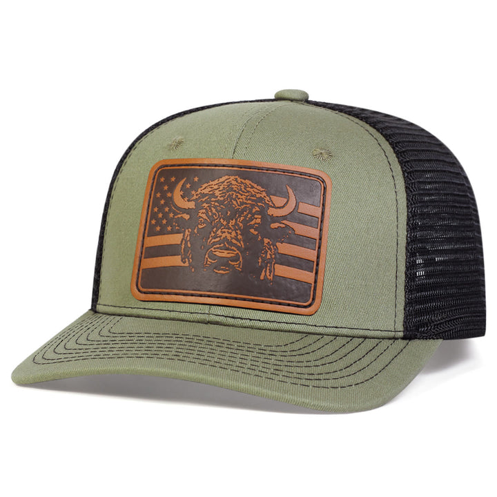 Cappello da camionista regolabile con bandiera a testa di toro - Verde - Regolabile (circa 22"-23 5/8") - image 5