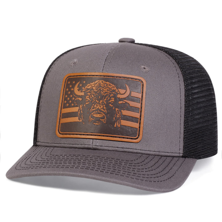 Cappello da camionista regolabile con bandiera a testa di toro - Grigio - Regolabile (circa 22"-23 5/8") - image 4