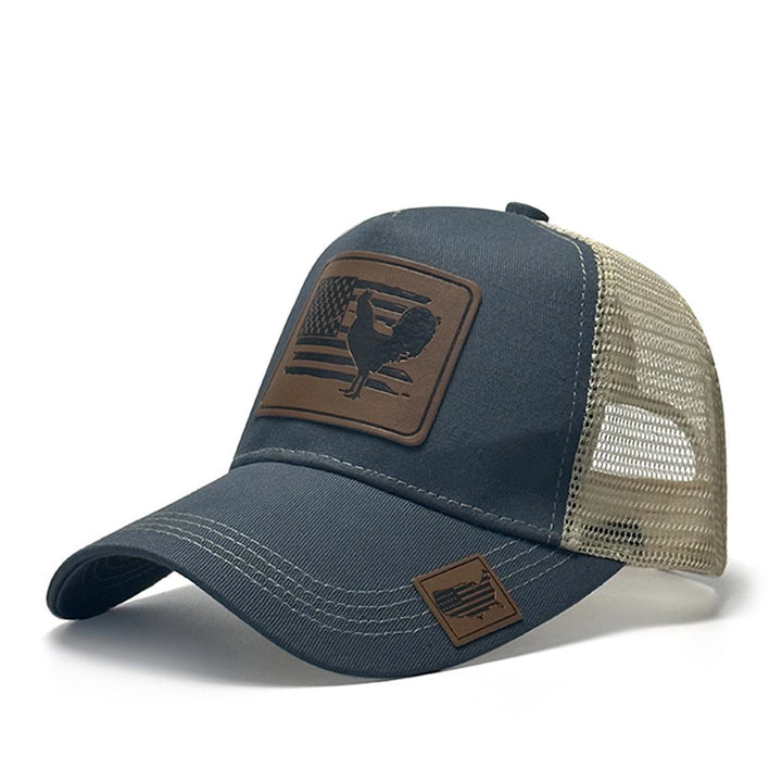 Cappello da camionista regolabile da uomo con scritta "Farm Cock And Flag"