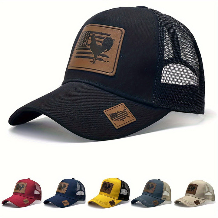 Cappello da camionista regolabile da uomo con scritta "Farm Cock And Flag"