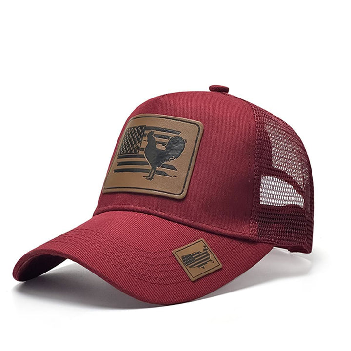 Cappello da camionista regolabile da uomo con scritta "Farm Cock And Flag"