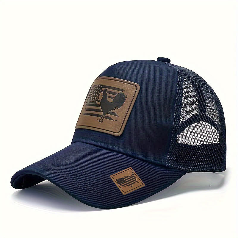 Cappello da camionista regolabile da uomo con scritta "Farm Cock And Flag"