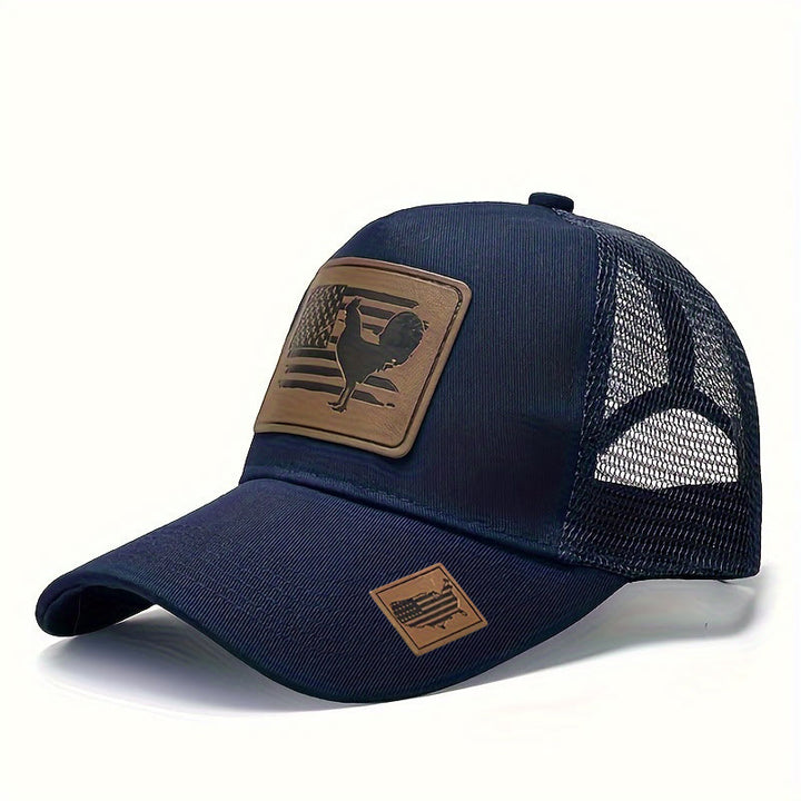 Cappello da camionista regolabile da uomo con scritta "Farm Cock And Flag"