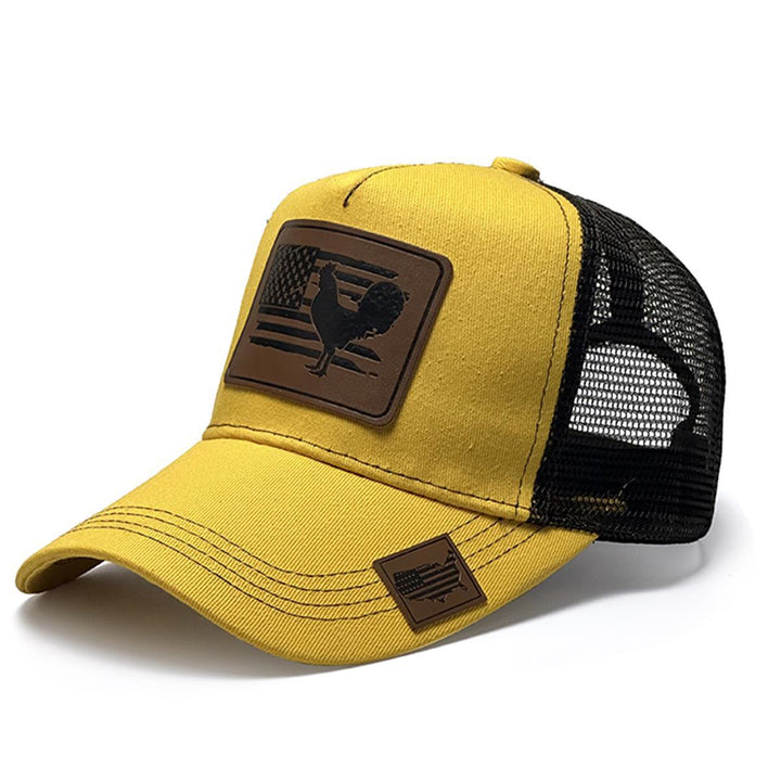Cappello da camionista regolabile da uomo con scritta "Farm Cock And Flag"