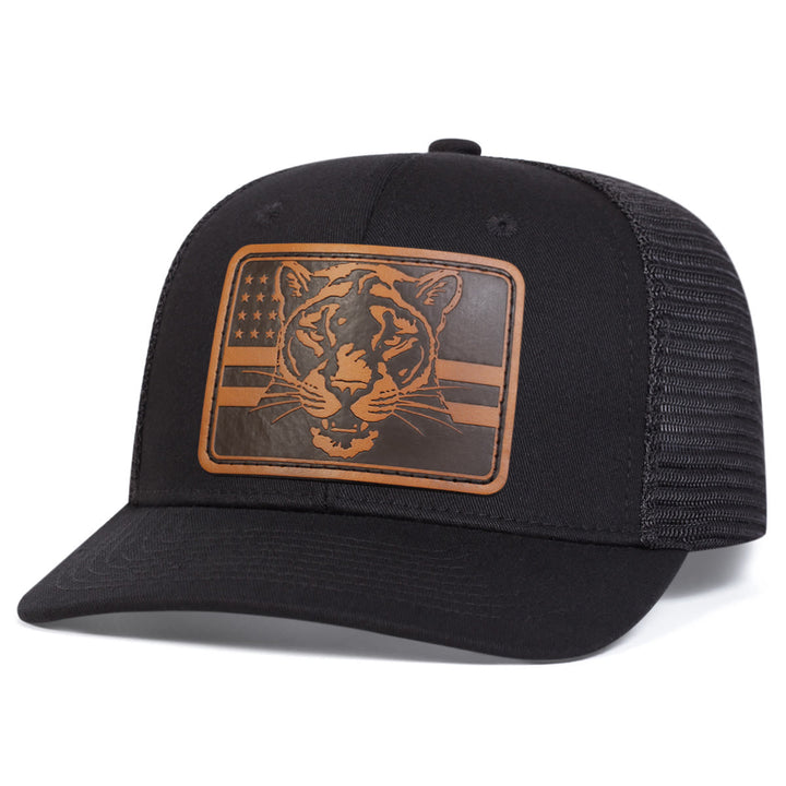 Cappello da camionista regolabile da esterno con bandiera a testa di tigre - Nero - Regolabile (circa 22"-23 5/8") - image 4
