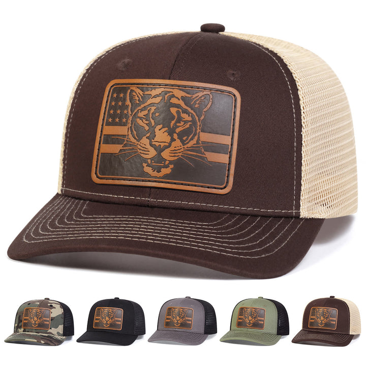 Cappello da camionista regolabile da esterno con bandiera a testa di tigre