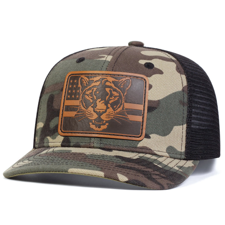 Cappello da camionista regolabile da esterno con bandiera a testa di tigre